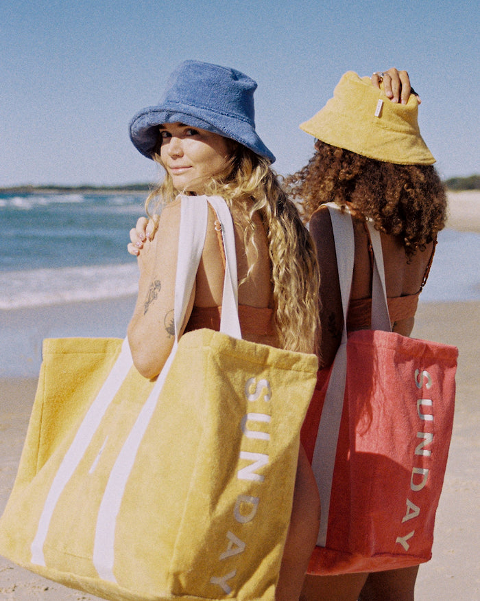 Golden Towelling Beach Bag
