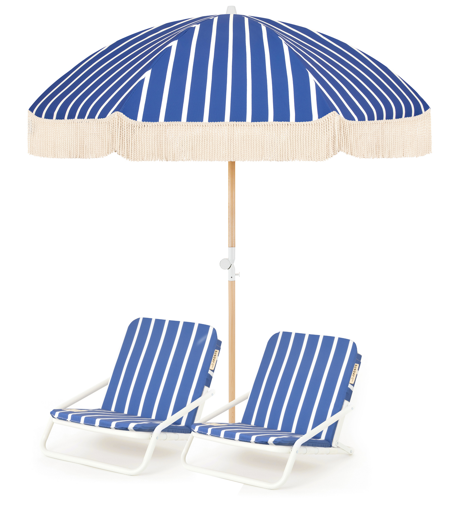 Seaside Beach Umbrella & Beach Chair Set